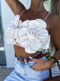 3D Rose Flower Crop Top