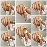 Irregular Matte Chunky Gold Silver Color Charm Rings