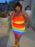 "Kiss The Rainbow" Curvy Women's Two Piece Skirt Set