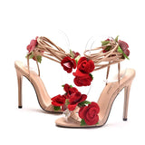 Step In Some Flowers Cross-Tie High Sandals