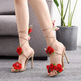 Step In Some Flowers Cross-Tie High Sandals