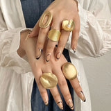 Irregular Matte Chunky Gold Silver Color Charm Rings