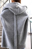 Long Hooded Open Front Women's Cardigan