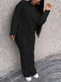 Women Two Piece Knitted Suits Long Sleeve Pullover Sweater & Slim Pants Set