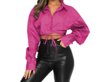 Solid Long Sleeve Women's Crop Top