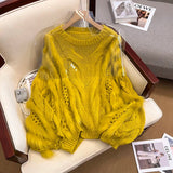 Women's Oversized Cashmere Faux Mink Patchwork Sweater