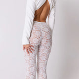 Rose Lace See Through Flare Pants