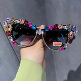 Women Oversized Cat Eye Crystal Sunglasses