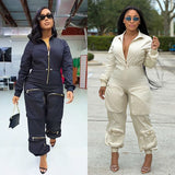 Zippered Up Cargo Jumpsuit