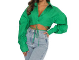 Solid Long Sleeve Women's Crop Top