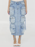 Denim High Waist Cargo Skirt For Women