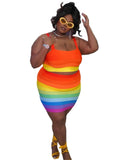 "Kiss The Rainbow" Curvy Women's Two Piece Skirt Set