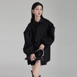 Bubble Sleeves Shirt & Tie Women's Shirt Dress