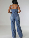 Women's Denim Jean Spaghetti Strap Jumpsuits