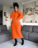 Women Long Sleeve Tassel Midi Knit Straight Maxi Dress