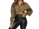 Solid Long Sleeve Women's Crop Top