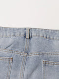 Denim High Waist Cargo Skirt For Women