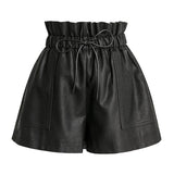 Women's High Waist Leather Shorts