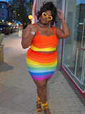 "Kiss The Rainbow" Curvy Women's Two Piece Skirt Set