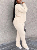 Women Two Piece Knitted Suits Long Sleeve Pullover Sweater & Slim Pants Set