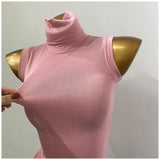 Womens Sleeveless Turtle Neck