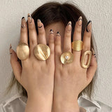 Irregular Matte Chunky Gold Silver Color Charm Rings