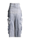 Denim High Waist Cargo Skirt For Women