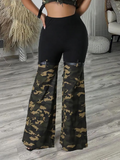 Women's Camouflage Spliced Flare Pants