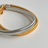 18k Gold Plated Titanium Steel Necklaces Vintage Gypsy Elastic Choker For Women