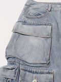 Denim High Waist Cargo Skirt For Women