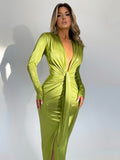 Women's Long Deep V Neck Dress