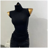 Womens Sleeveless Turtle Neck