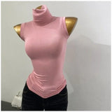 Womens Sleeveless Turtle Neck