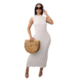 ''Stunna'' Crochet Sleeveless Long Maxi Dress