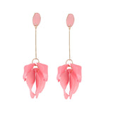 Acrylic Petal Long Dangle clip Earrings