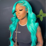 Sky Blue HD Transparent Malaysian Lace Frontal Wig