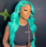 Sky Blue HD Transparent Malaysian Lace Frontal Wig