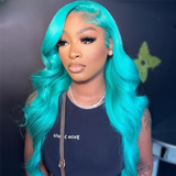 Sky Blue HD Transparent Malaysian Lace Frontal Wig