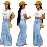 Womens Mermaid Jeans Skirt