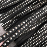 Multi-Layer Short  Heavy Drilling Rhinestones Fringed Skirt