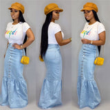 Womens Mermaid Jeans Skirt