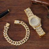 Bling Cuban Bracelet & Watch