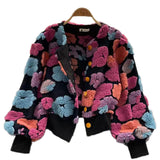 Your A Flower Cropped Button Cardigan Jacket