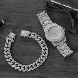 Bling Cuban Bracelet & Watch