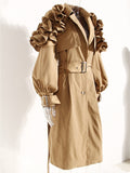 Womens Trench Coat Lapel Single Breasted Shoulder