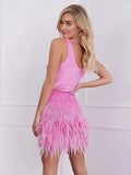 Women's Feathered Skirt Set