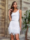 Women's Feathered Skirt Set