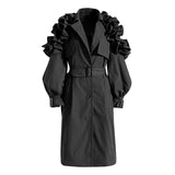 Womens Trench Coat Lapel Single Breasted Shoulder