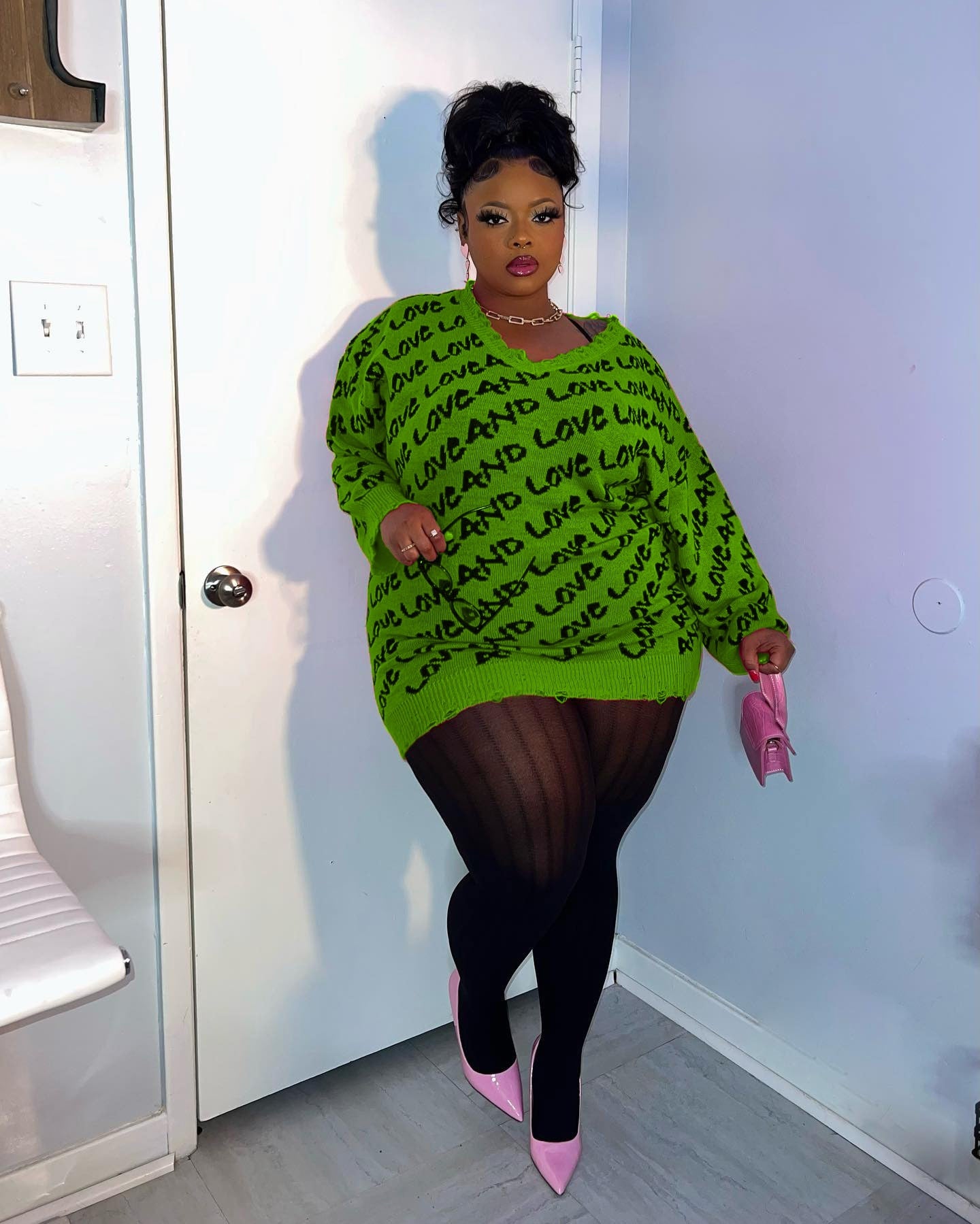 Bright Green Leopard Print Plus Size Leggings