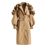 Womens Trench Coat Lapel Single Breasted Shoulder